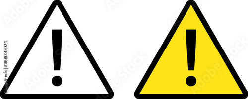 Warning signs with exclamation marks in black and yellow