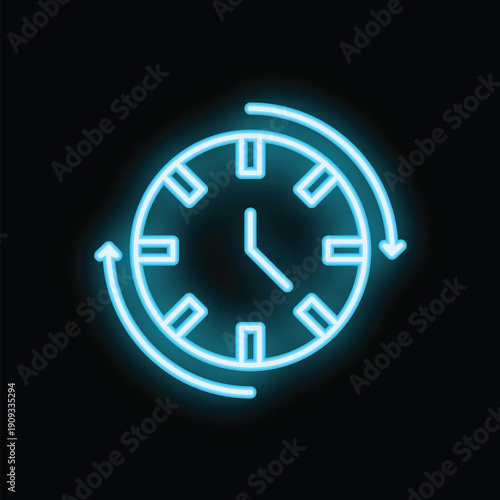 Circular arrows rotating around a clock face represent time passing by