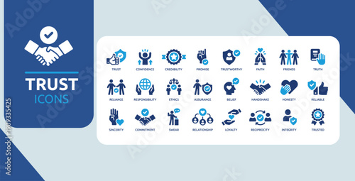 Trust Integrity and Credibility Assurance Icons Set