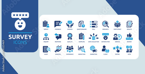 Survey Feedback and Customer Satisfaction Research Icons Set