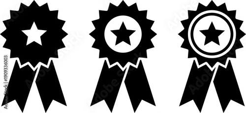 Black star rosette ribbons for awards and recognition