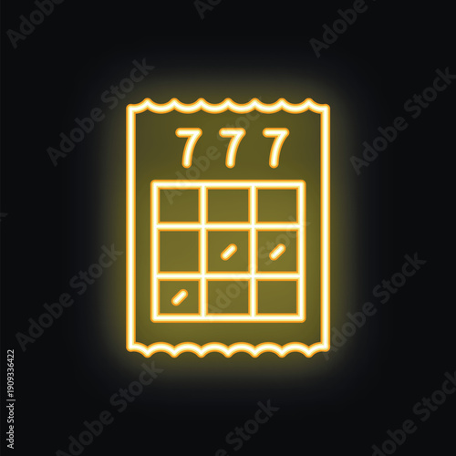 Neon sign of a slot machine showing the winning combination 777