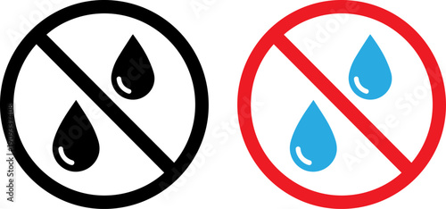 Prohibition signs indicating no water usage or restriction