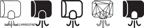 Monochrome hand dryer icons set flat design vector illustration scalable graphic bathroom hygiene symbols