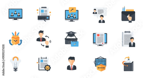Collection of Business and Technology Icons.