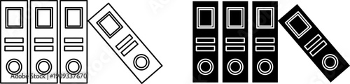 Modern binder icons in black and white for business organization
