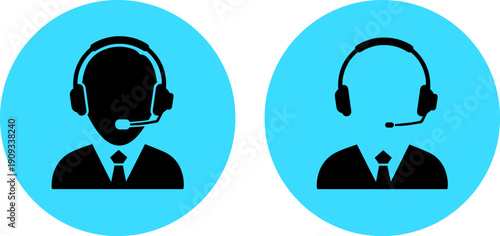 Customer service representatives wearing headsets for support