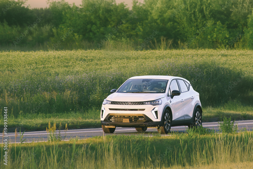 Fototapeta premium Family crossover SUV on scenic summer trip