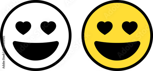 Smiling faces with heart eyes in black and yellow