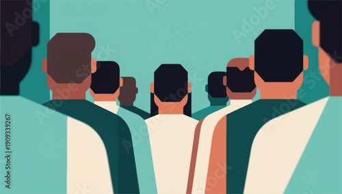 Illustration Of Several People's Shoulders Aligned While Standing Vector Design Template