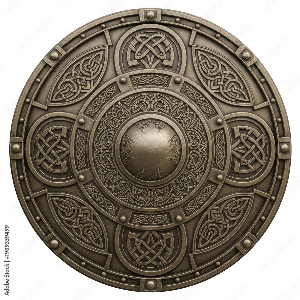 Obraz premium Intricate viking age shield with ornate norse design