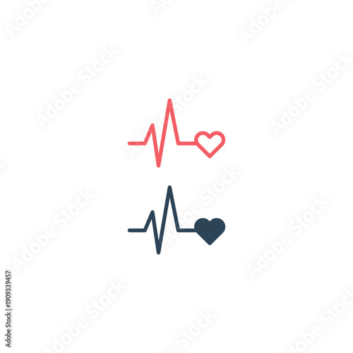 Pulse medical icons set flat vector template design trendy