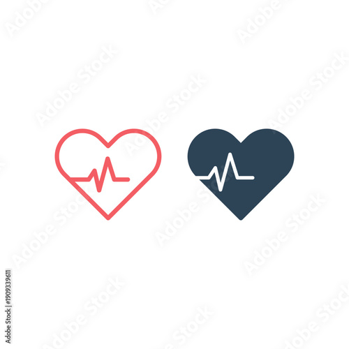 Pulse medical icons set flat vector template design trendy