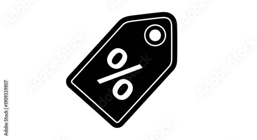 Discount tag icon with percentage symbol on white background for sales and marketing