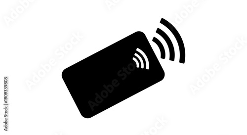Black smartphone with wi fi signal icon on screen emitting wireless waves on white background symbolizing connectivity and communication technology