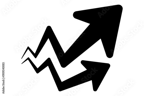 Dynamic growth with upward arrow indicates progressive trend and business success