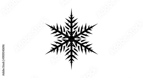 Black Snowflake Icon on White Background - Winter Symbol, Geometric Design