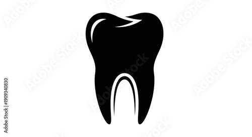 Black Tooth Icon Silhouette Vector Illustration