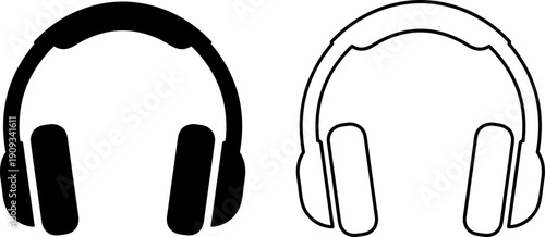 Headphones in modern black and white minimalist design