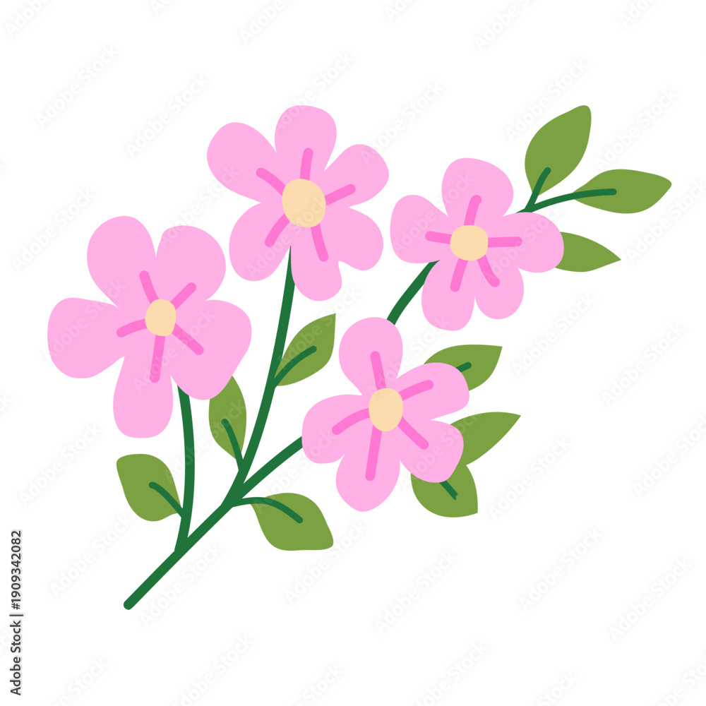 Obraz premium Spring flowers cartoon vector. Bright spring flower icons vibrant design, isolated . Cute illustration early springtime plants bloom 