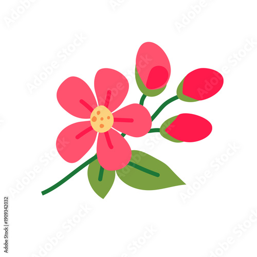 Spring flowers cartoon vector. Bright spring flower icons vibrant design, isolated . Cute illustration early springtime plants bloom 