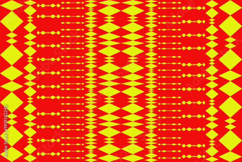 Ethnic striped from Diamond shape form a pattern on red background.