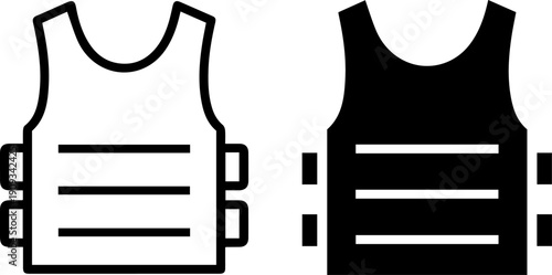 Modern bulletproof vests in white and black for safety and protection