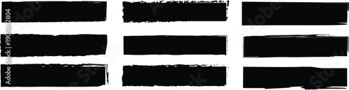 A collection of nine black rectangular brushstrokes on a white background