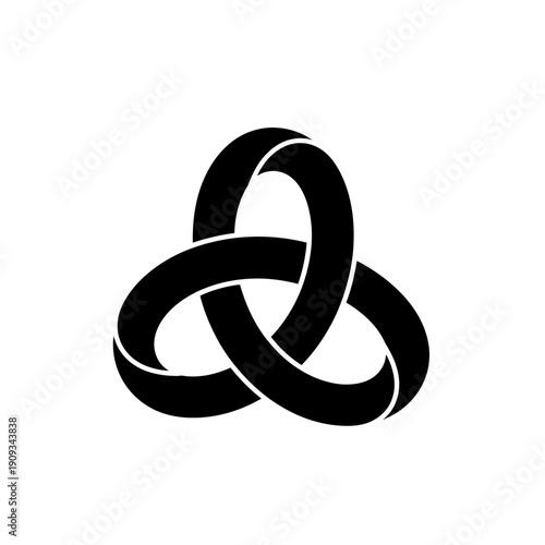 Abstract Black Trefoil Knot Symbol, Infinite Loop, Mathematical Concept, Geometric Design