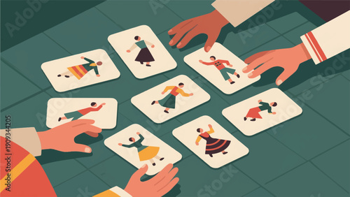Illustration Of Traditional Dance Movement Cards Vector Design Template