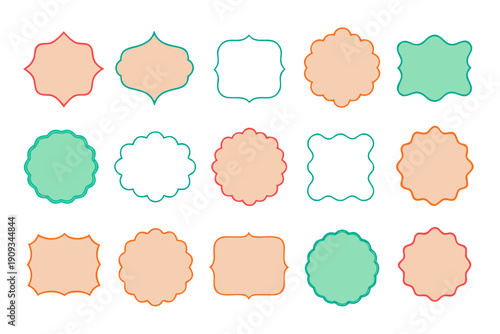 Collection of 15 abstract shapes with various colors and designs