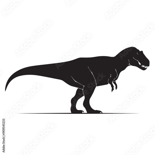 Yangchuanosaurus silhouette vector depicting a large carnivorous dinosaur with sharp teeth and muscular build, clean lines, bold shape, scalable, ideal for prehistoric projects.