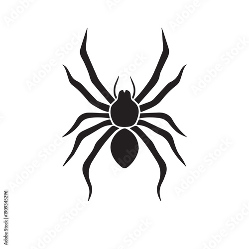 Zebra tarantula silhouette vector depicting a spider with distinctive striped legs, clean lines, bold shape, scalable design, ideal for wildlife, educational, and arachnid projects.
