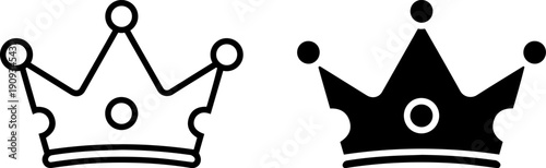 Black and white crown icons for royalty and luxury themes