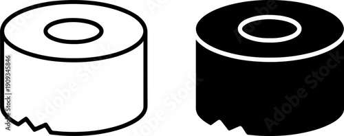Toilet paper rolls icon set in black and white