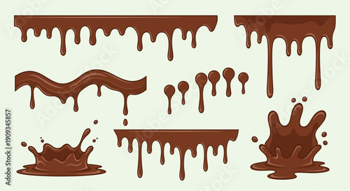Chocolate Drips and Splashes Collection: Sweet Melting Dessert Elements