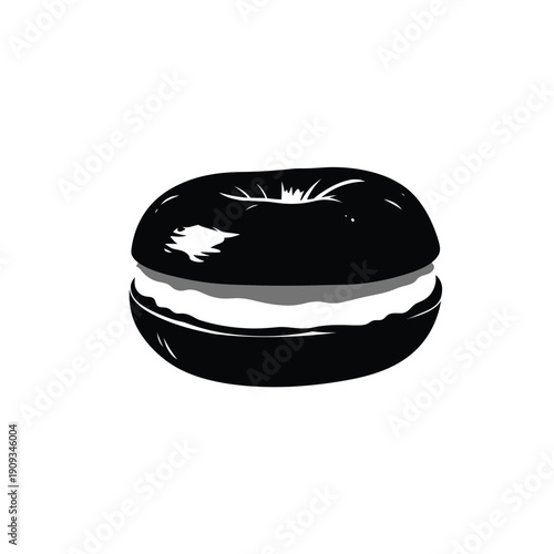 Delicious black macaroon with creamy white filling