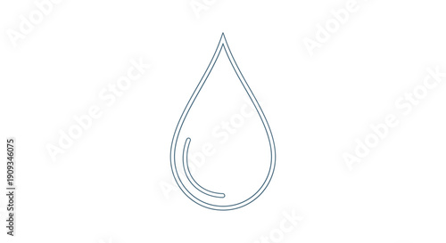 Clean Water Drop Icon, Simple Line Art, Symbol of Purity and Hydration