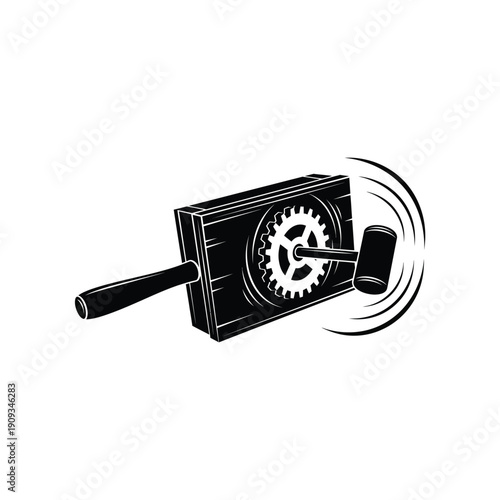 Mechanic assembling gear with wrench in industrial setting