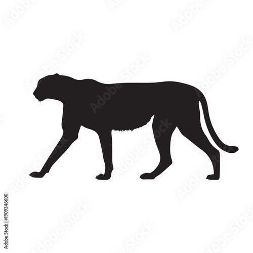 cheetah black Silhouette vector art Illustration with white background.