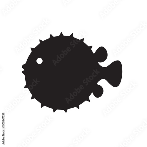 A puffer fish silhouette vector style
