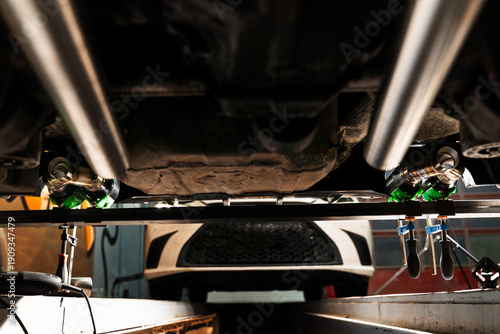 Canvas Print Aligning custom exhaust tips for performance tuning prior to full installation