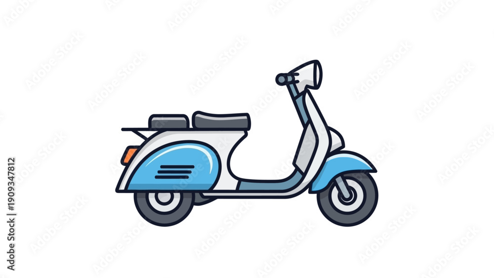 Fototapeta premium Blue and white classic scooter vehicle.