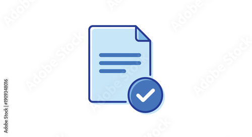 Vector Illustration of a Document with a Checkmark Symbolizing Approval