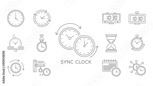 Collection of various clock icons.