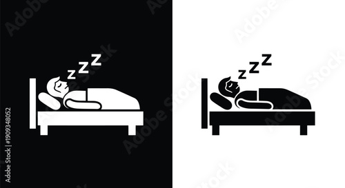Vector Illustration of a Person Sleeping Peacefully in Bed