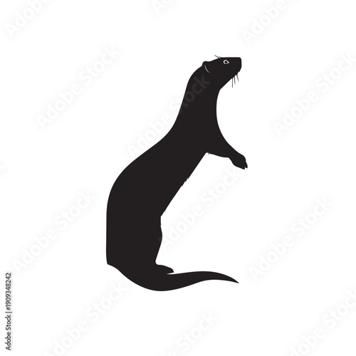Weasel Silhouette Vector. Best Weasel Icon Illustration On White Background.