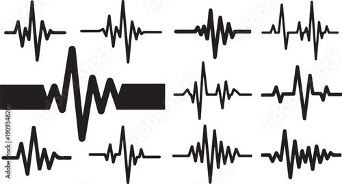 Collection of various ECG heartbeat waveform patterns and signals