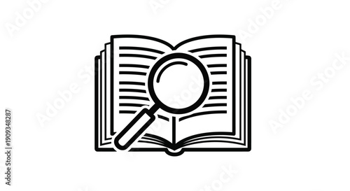 Vector Illustration of a Magnifying Glass over an Open Book