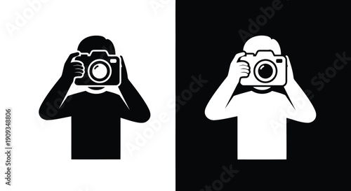 Vector Illustration of a Person Taking a Picture with a Camera